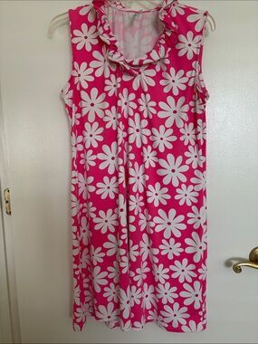 Lulu-B Pink and White Floral Sleeveless Shift Dress